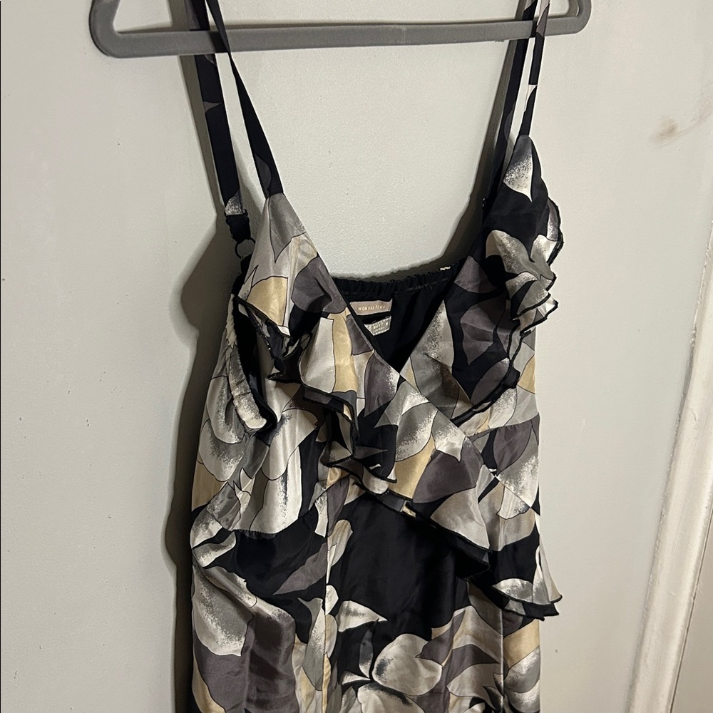 Old Navy Women's Plus Black and Gray 100% Silk Dress Dress - Picture 4 of 8